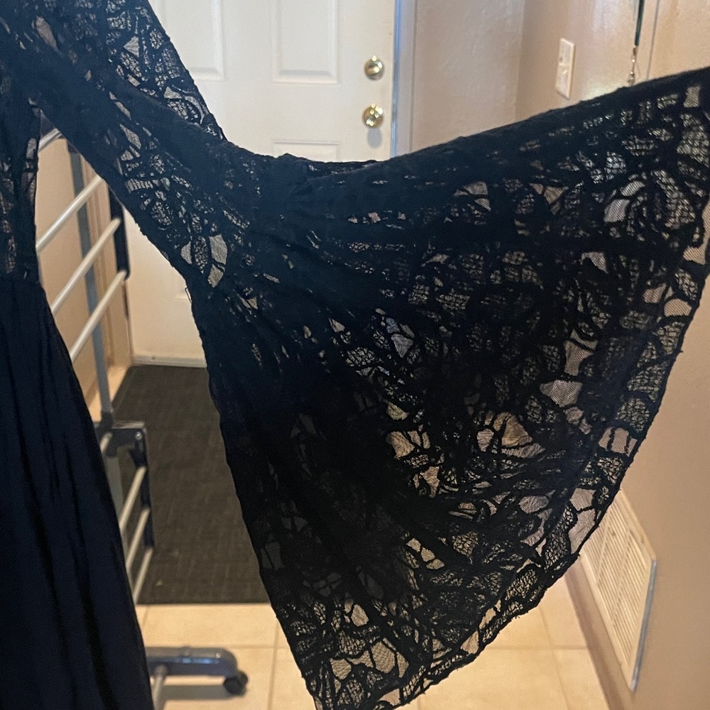 Free People Black Lace Long Sleeve Mini Dress - Picture 2 of 5